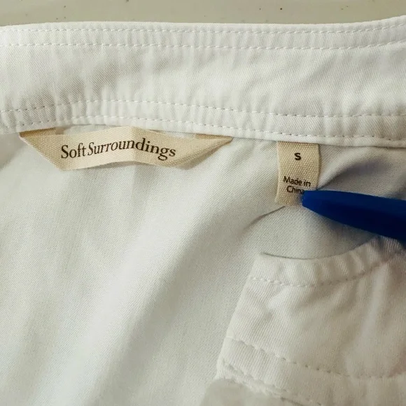 Soft Surrounding Women’s Lyocell White Ruffle Sleeve Top Blouse Size S - Picture 6 of 10